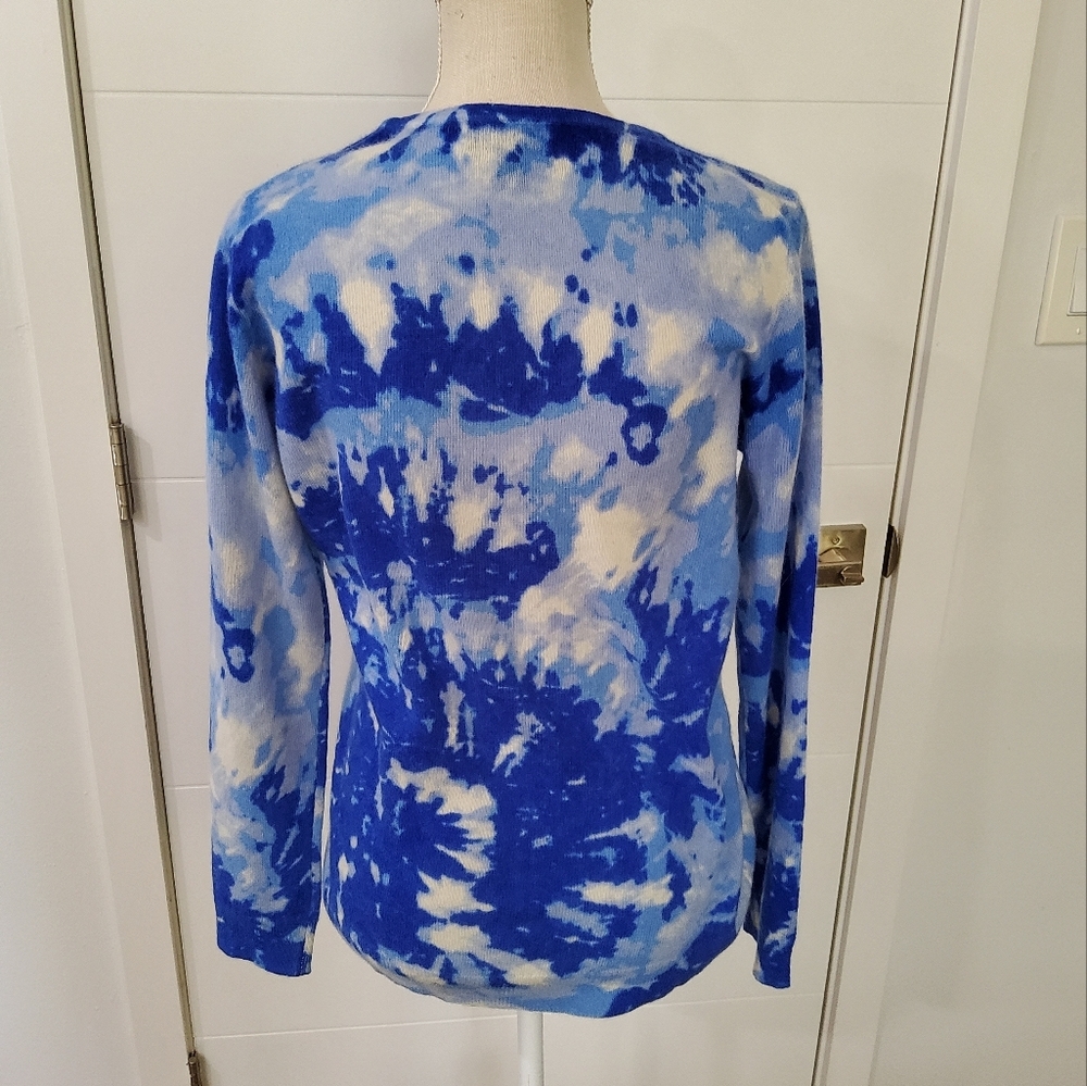 Charter Club Cashmere Tie-Dyed Blue Sweater Size L - Picture 8 of 9